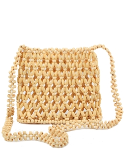 Beaded Designer Crossbody Bag YW-0006 TAN